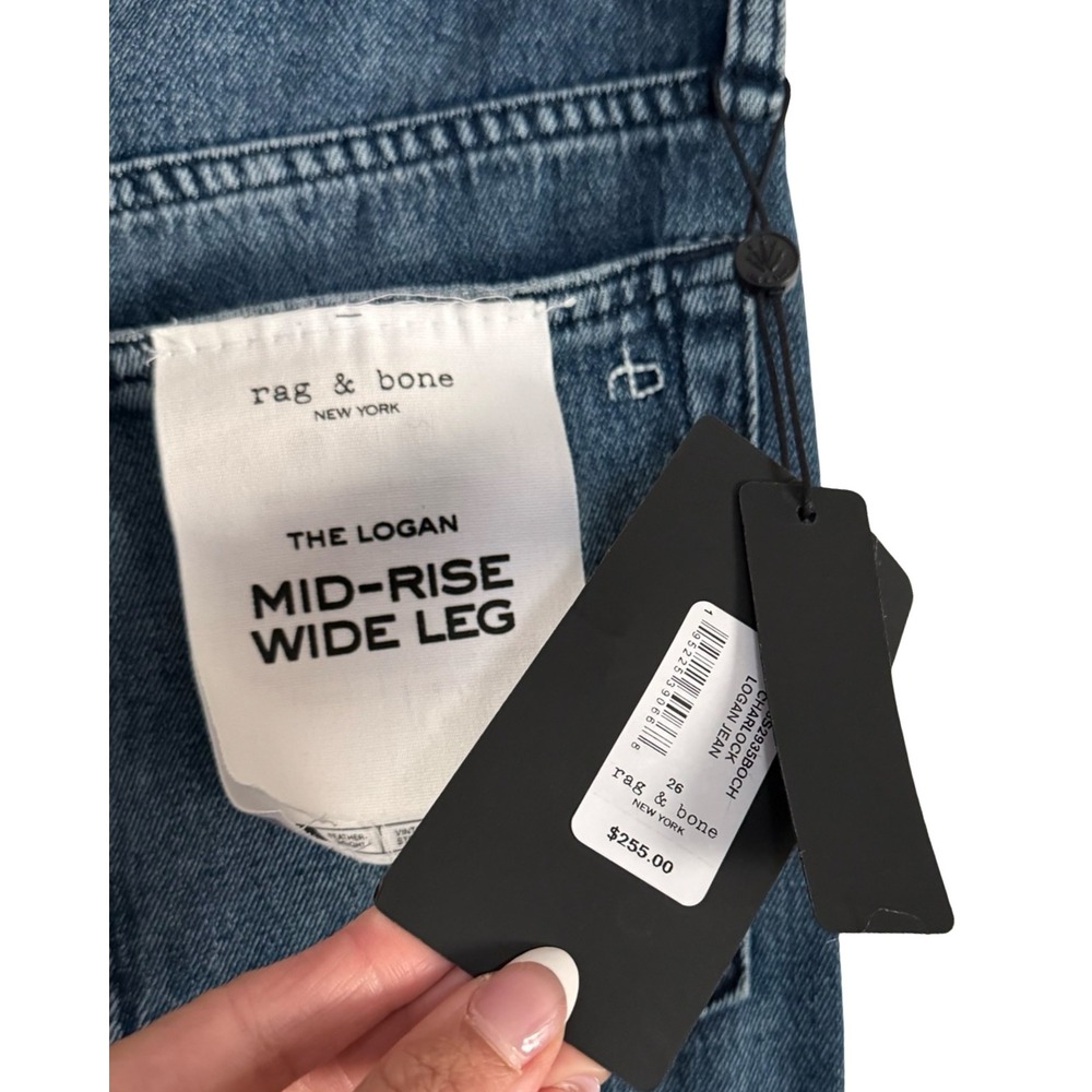 Rag & Bone Logan Mid-Rise Wide Leg Jeans Charlock Blue Denim - Picture 5 of 10